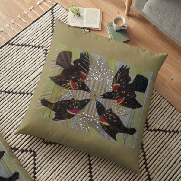 Four Calling Birds Floor Pillow