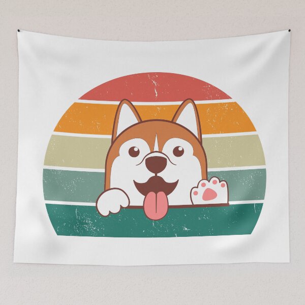 Item preview, Dog Retro Classic Vintage Sunset Rainbow designed and sold by luckymooninc.