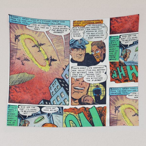 Item preview, War birds Ufo air battle scene | vintage comics aesthetic  designed and sold by spinolator.