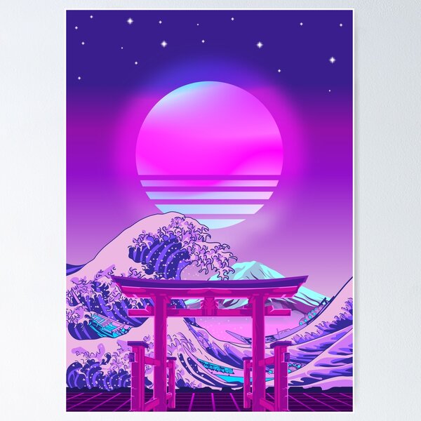 Item preview, Great Wave off Kanagawa Torii Gate Synthwave designed and sold by Ilhamqrov.