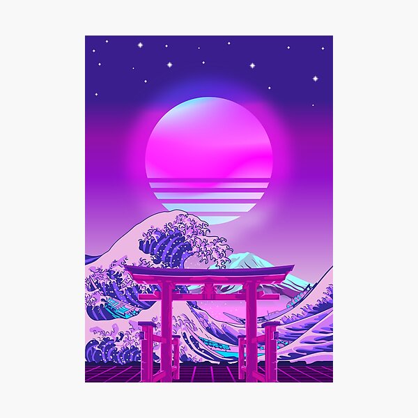 Item preview, Great Wave off Kanagawa Torii Gate Synthwave designed and sold by Ilhamqrov.