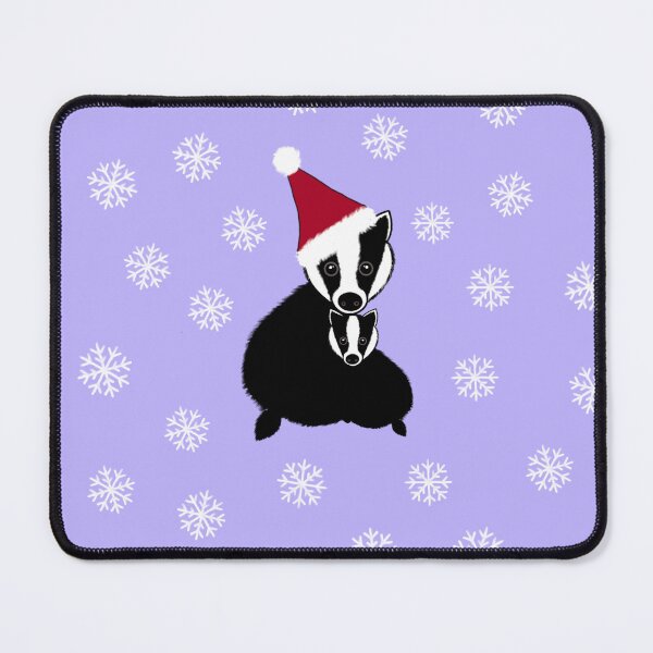 Item preview, Christmas badgers and snowflakes on pale purple designed and sold by QuirkyCraftz.