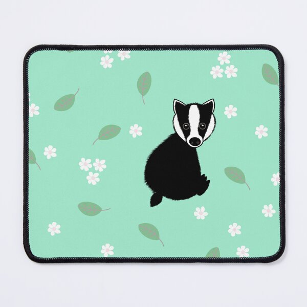 Item preview, Tiny badgers and blossoms on green  designed and sold by QuirkyCraftz.