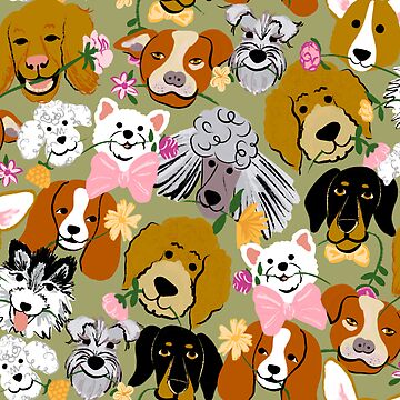 Artwork thumbnail, Doggone Sweet Adorable Dog and Flower Pattern by BethHempton