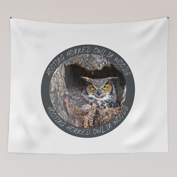 Item preview, Hooting Horned Owl In Woods designed and sold by Quirky Dez.