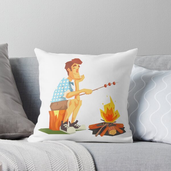 Item preview, Guy Frying Meat On Camp Bonfire designed and sold by topvectors.