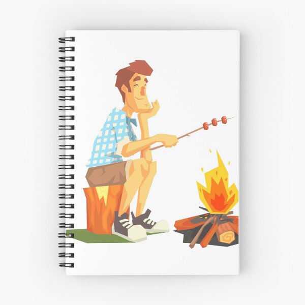Item preview, Guy Frying Meat On Camp Bonfire designed and sold by topvectors.