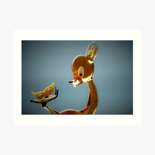 Deer and butterfly Art Print