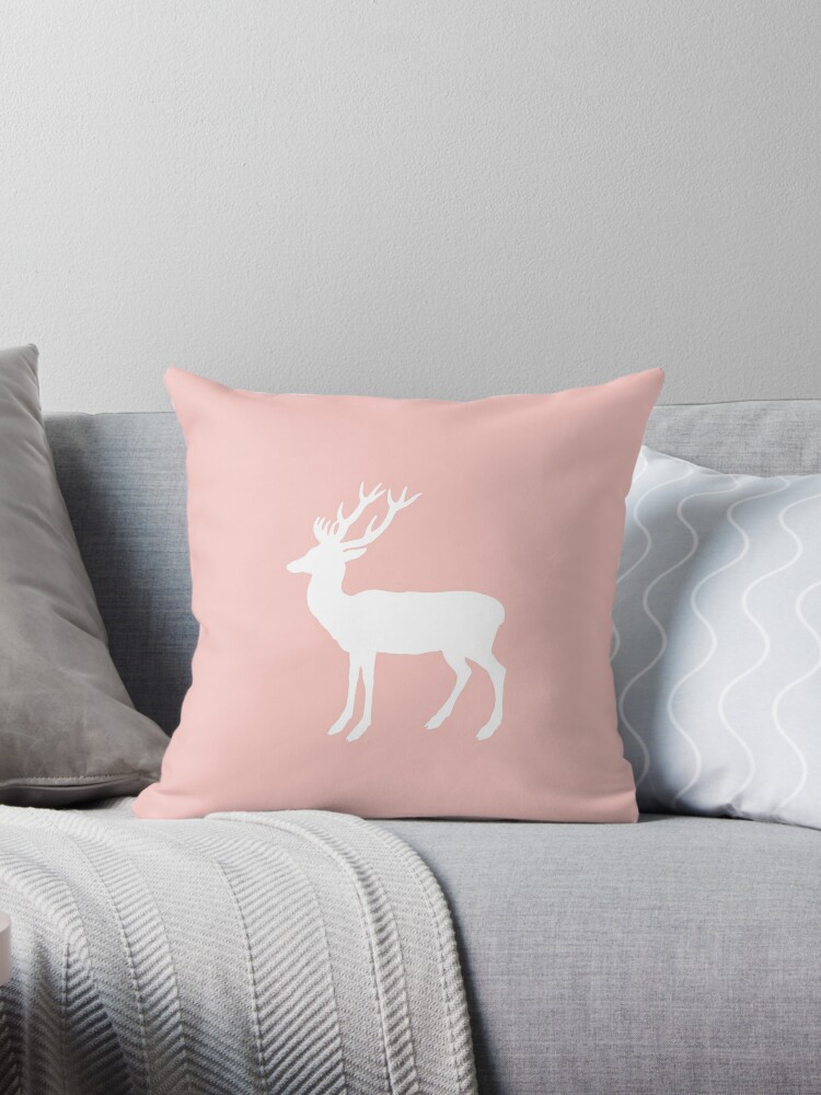 Cute white deer silhouette on light pink by ARTbyJWP | redbubble.com