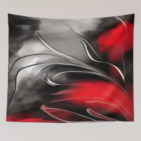 Item preview, Red Wheat Grass Blowing in the Wind in the Midnight Sky Abstract Illustration designed and sold by deniselynnimage.