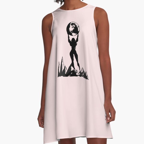 The world in my hands - Fitness Woman Design Black A-Line Dress