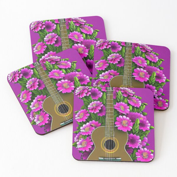 Item preview, Pink Floral Guitar designed and sold by DreamScheme.