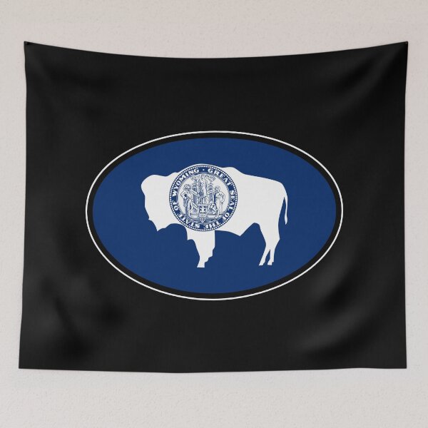 Item preview, Wyoming State Flag Oval Travel Bumper Sticker for your Car or Luggage.  designed and sold by BBTravels.