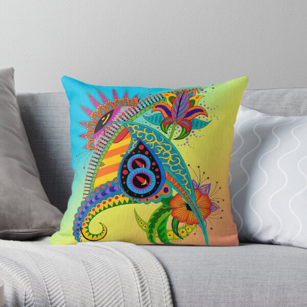 Design 51 single colored with bg Throw Pillow
