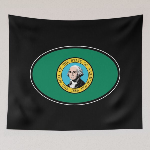 Item preview, Washington State Flag Oval Travel Bumper Sticker for your Car or Luggage.  designed and sold by BBTravels.