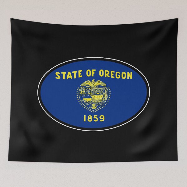 Item preview, Oregon State Flag Oval Travel Bumper Sticker for your Car or Luggage.  designed and sold by BBTravels.