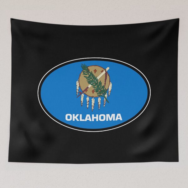 Item preview, Oklahoma State Flag Oval Travel Bumper Sticker for your Car or Luggage.  designed and sold by BBTravels.