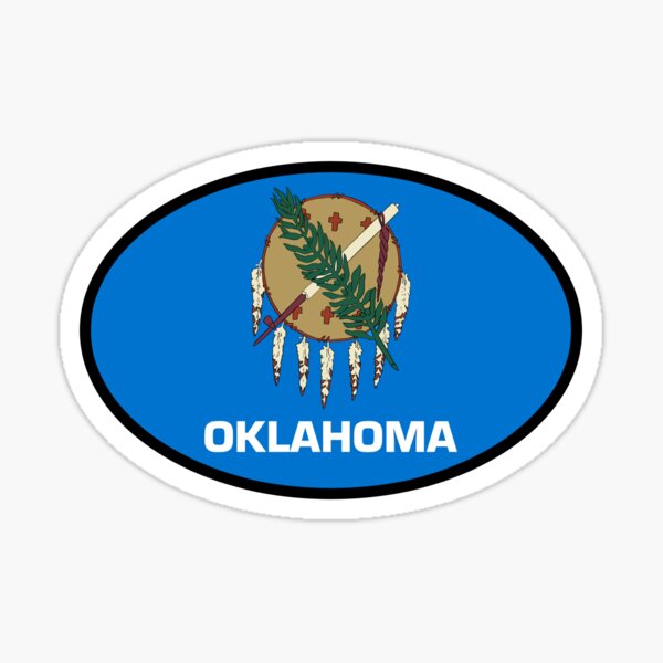 Item preview, Oklahoma State Flag Oval Travel Bumper Sticker for your Car or Luggage.  designed and sold by BBTravels.