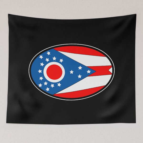 Item preview, Ohio State Flag Oval Travel Bumper Sticker for your Car or Luggage.  designed and sold by BBTravels.