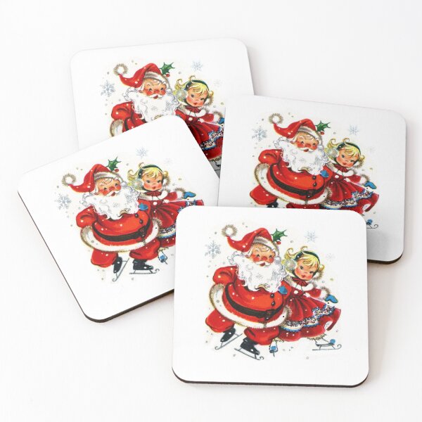 Item preview, Vintage Christmas Santa and Girl Ice Skating retro designed and sold by BeansHotTees.