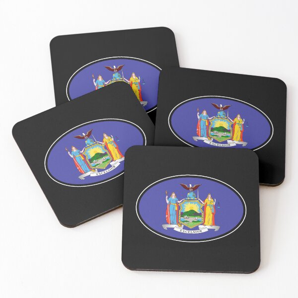 Item preview, New York State Flag Oval Travel Bumper Sticker for your Car or Luggage.  designed and sold by BBTravels.