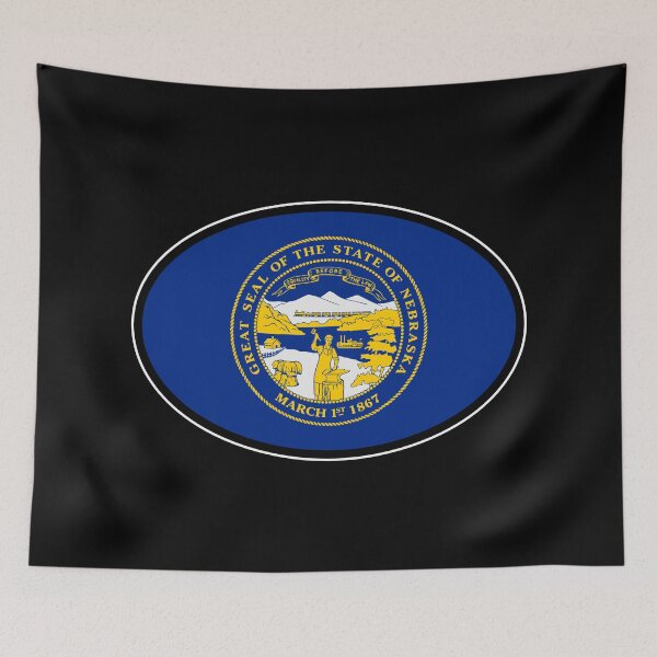 Item preview, Nebraska State Flag Oval Travel Bumper Sticker for your Car or Luggage.  designed and sold by BBTravels.