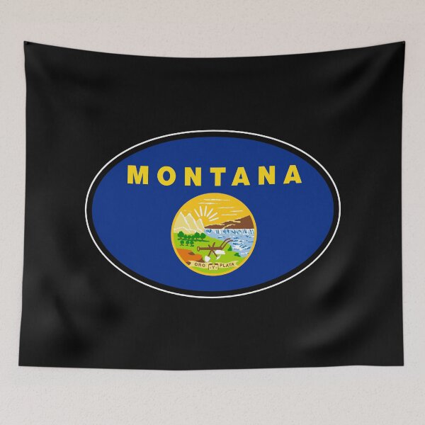 Item preview, Montana State Flag Oval Travel Bumper Sticker for your Car or Luggage.  designed and sold by BBTravels.