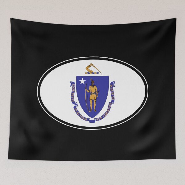 Item preview, Massachusetts State Flag Oval Travel Bumper Sticker for your Car or Luggage.  designed and sold by BBTravels.