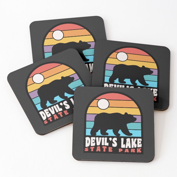 Item preview, Devils Lake State Park Wisconsin Retro Sunset Bear designed and sold by yelly123.