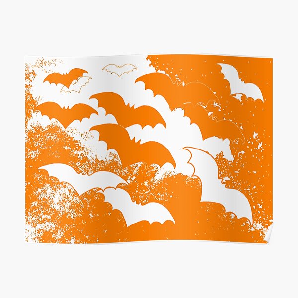 "White Bats In Flight Orange " Poster for Sale by blakcirclegirl Redbubble