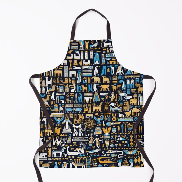 Item preview, Ancient Egyptian blue, white and golden pictograms and hieroglyphs olden colorful pattern designed and sold by ArtifactVault.