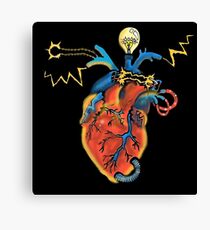 Electric Heart - Color Version, Black Background Canvas Print
