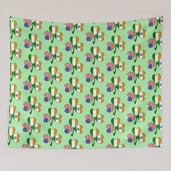 Item preview, India Ireland USA Shamrock Flags designed and sold by AuntieShoe.