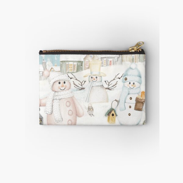 Item preview, Cute wintery landscape with the happy Snowmen having a Christmas gathering in the snow designed and sold by marina63.