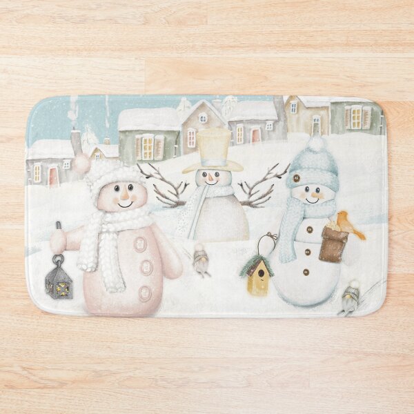 Item preview, Cute wintery landscape with the happy Snowmen having a Christmas gathering in the snow designed and sold by marina63.