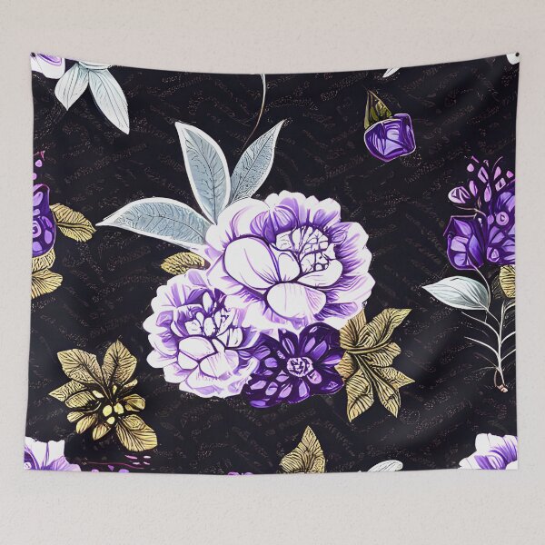 Aperçu de l'œuvre Fleurs violettes aquarelles, motif sans couture, art de jardin #13 créée et vendue par supeart.