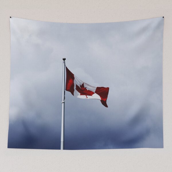 Item preview, Canadian flag on a flagpole with a dramatic clouds designed and sold by Michaelerch.