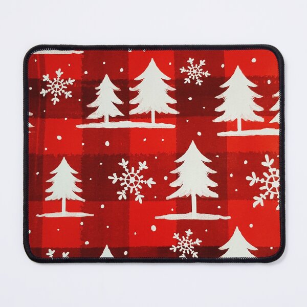 Item preview, Red Buffalo Plaid Snowy Evergreen Forest designed and sold by Kim Arnott.