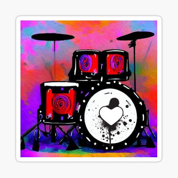"Watercolor Drum set" Sticker for Sale by DreamScheme Redbubble