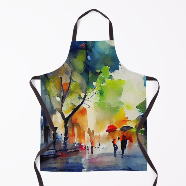 Item preview, Autumn sunset in colorful city in loose abstract fluid painting designed and sold by aricutcia.