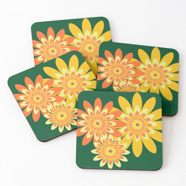 Item preview,  yellow dahlia flowers green designed and sold by Bakkia.