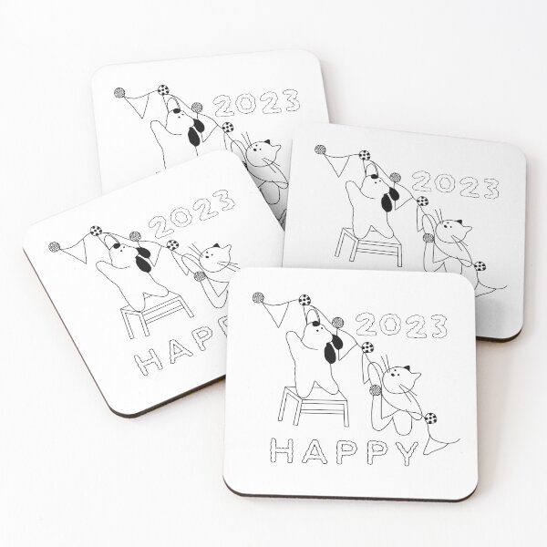 Item preview, cat and dog are happy to help each other organise New Year's Eve designed and sold by UnloveToy10.