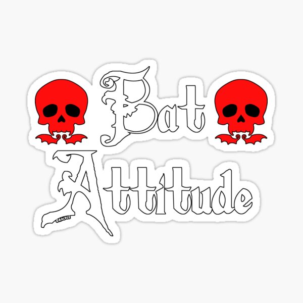 “Bat Attitude (Red Version)” Sticker for Sale by JanGrackle | Redbubble