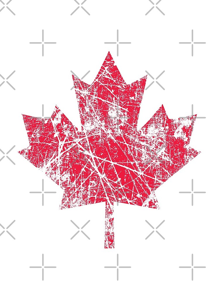 Canadian Maple Leaf Grunge Distressed Style in Red by Garaga