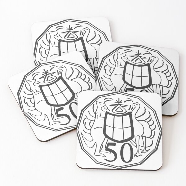Item preview,  Australian fifty cents  Coin Kangaroo and emu (black and white) designed and sold by 2AGoodHome.