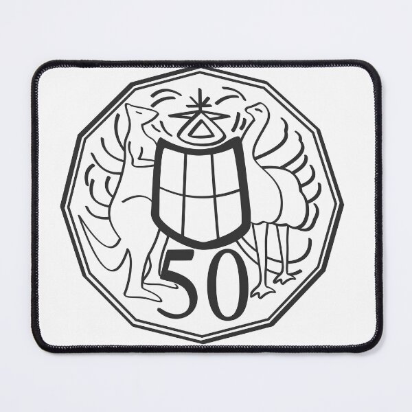 Item preview,  Australian fifty cents  Coin Kangaroo and emu (black and white) designed and sold by 2AGoodHome.