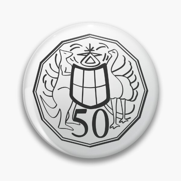 Item preview,  Australian fifty cents  Coin Kangaroo and emu (black and white) designed and sold by 2AGoodHome.