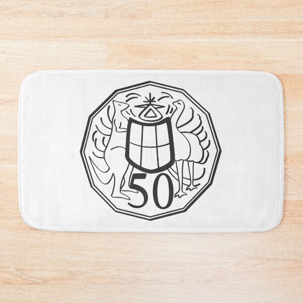 Item preview,  Australian fifty cents  Coin Kangaroo and emu (black and white) designed and sold by 2AGoodHome.