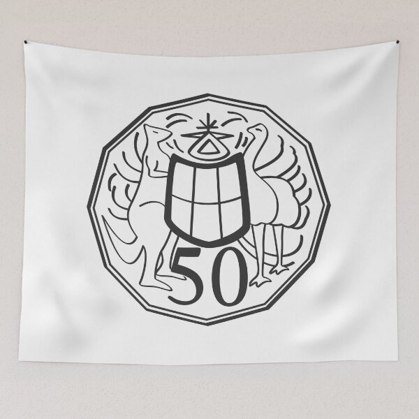 Item preview,  Australian fifty cents  Coin Kangaroo and emu (black and white) designed and sold by 2AGoodHome.