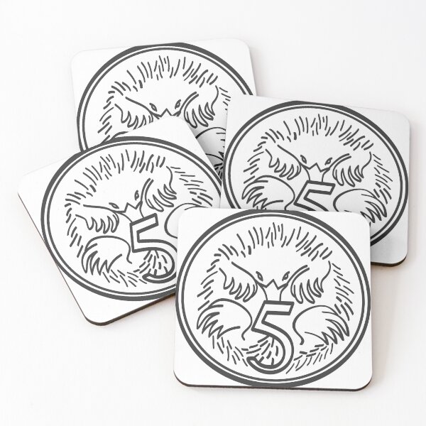 Aperçu de l'œuvre Pièce de cinq cents australienne Echidna (noir et blanc) créée et vendue par 2AGoodHome.